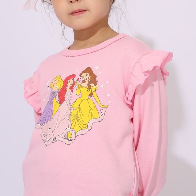 【ベビードール】プリンセス / キャラクター3点セット 1098K / ベビーサイズ キッズ 長袖 トップス ボトムス トレーナー ロンT Tシャツ ショートパンツ 短パン キュロット セット商品 オリジナルバッグ付き トータルコーディネート アリエル ベル ラプンツェル