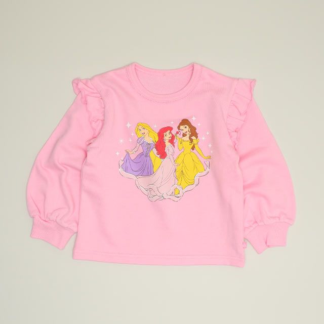 【ベビードール】プリンセス / キャラクター3点セット 1098K / ベビーサイズ キッズ 長袖 トップス ボトムス トレーナー ロンT Tシャツ ショートパンツ 短パン キュロット セット商品 オリジナルバッグ付き トータルコーディネート アリエル ベル ラプンツェル