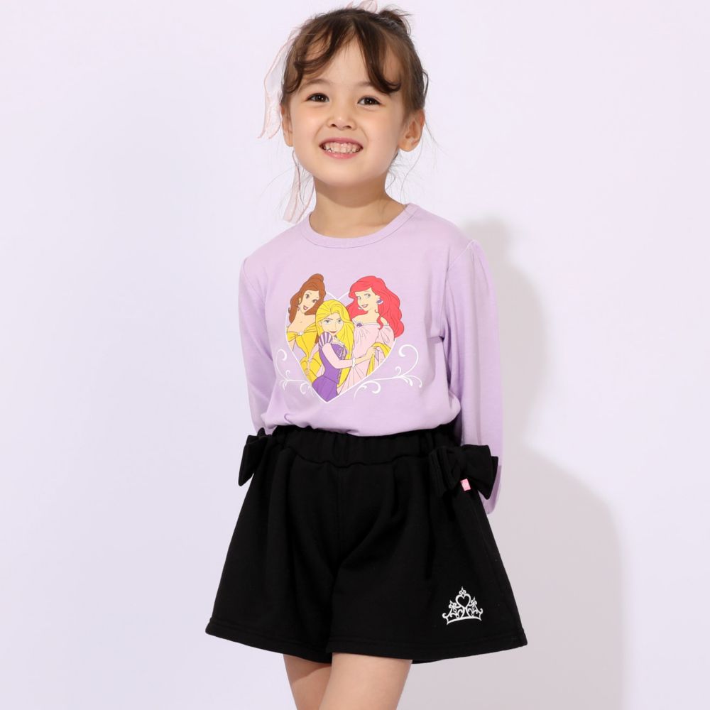 【ベビードール】プリンセス / キャラクター3点セット 1098K / ベビーサイズ キッズ 長袖 トップス ボトムス トレーナー ロンT Tシャツ ショートパンツ 短パン キュロット セット商品 オリジナルバッグ付き トータルコーディネート アリエル ベル ラプンツェル