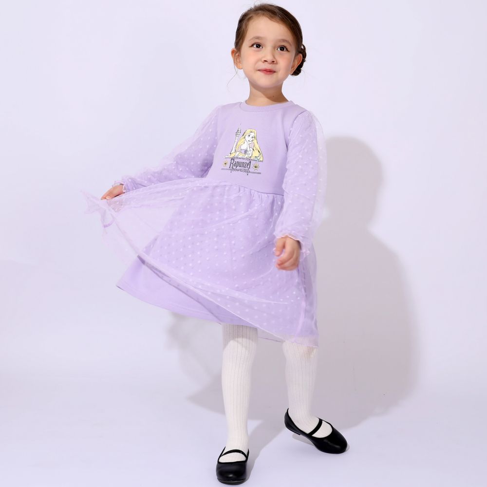 【ベビードール】ラプンツェル プリンセス / チュールワンピース 1099K / ベビーサイズ キッズ 長袖 ワンピース スカート 袖チュール シフォン ガーリー
