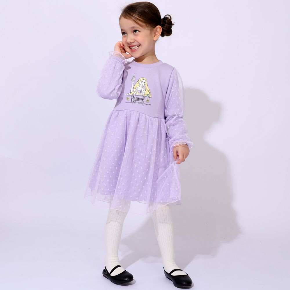 【ベビードール】ラプンツェル プリンセス / チュールワンピース 1099K / ベビーサイズ キッズ 長袖 ワンピース スカート 袖チュール シフォン ガーリー