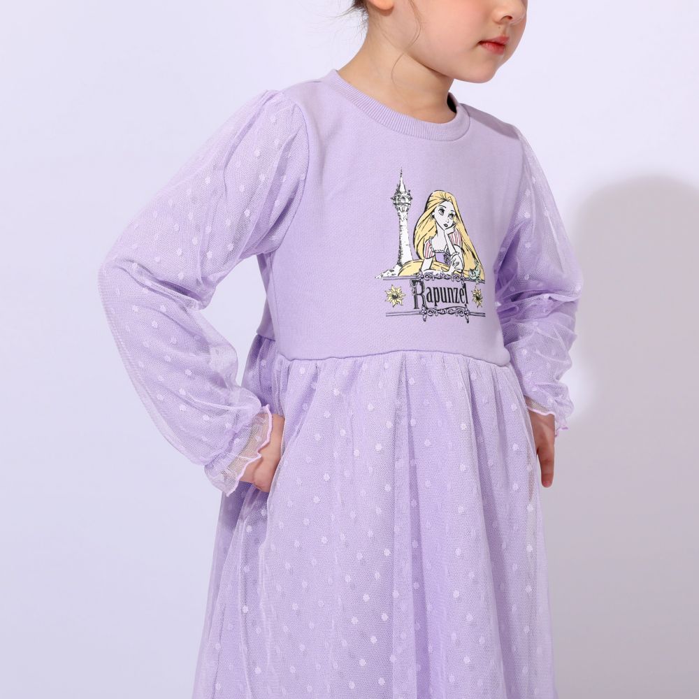 【ベビードール】ラプンツェル プリンセス / チュールワンピース 1099K / ベビーサイズ キッズ 長袖 ワンピース スカート 袖チュール シフォン ガーリー