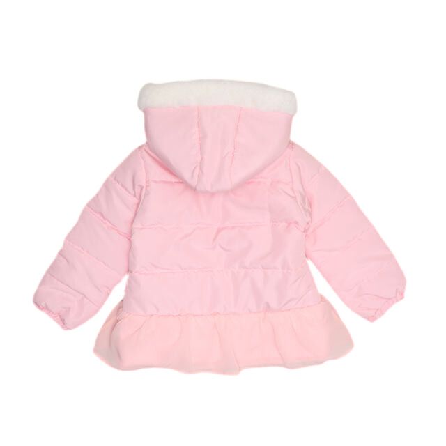 【ベビードール】ラプンツェル アリエル ベル プリンセス / フリル中綿アウター 1100K / フード取り外し可能 2WAY キッズ トップス アウター 羽織り 中綿 ふわふわ ファー付き ガーリー 軽い 防寒 秋冬