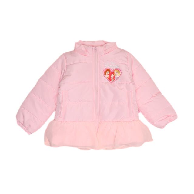 【ベビードール】ラプンツェル アリエル ベル プリンセス / フリル中綿アウター 1100K / フード取り外し可能 2WAY キッズ トップス アウター 羽織り 中綿 ふわふわ ファー付き ガーリー 軽い 防寒 秋冬