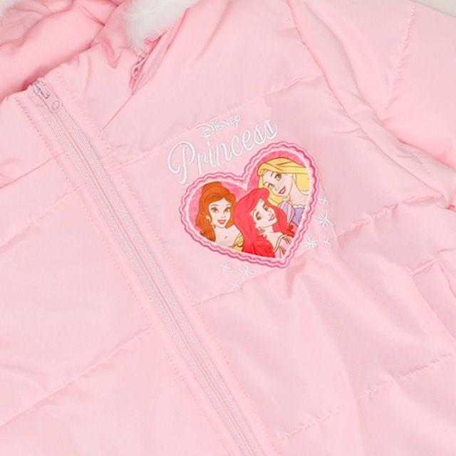 【ベビードール】ラプンツェル アリエル ベル プリンセス / フリル中綿アウター 1100K / フード取り外し可能 2WAY キッズ トップス アウター 羽織り 中綿 ふわふわ ファー付き ガーリー 軽い 防寒 秋冬