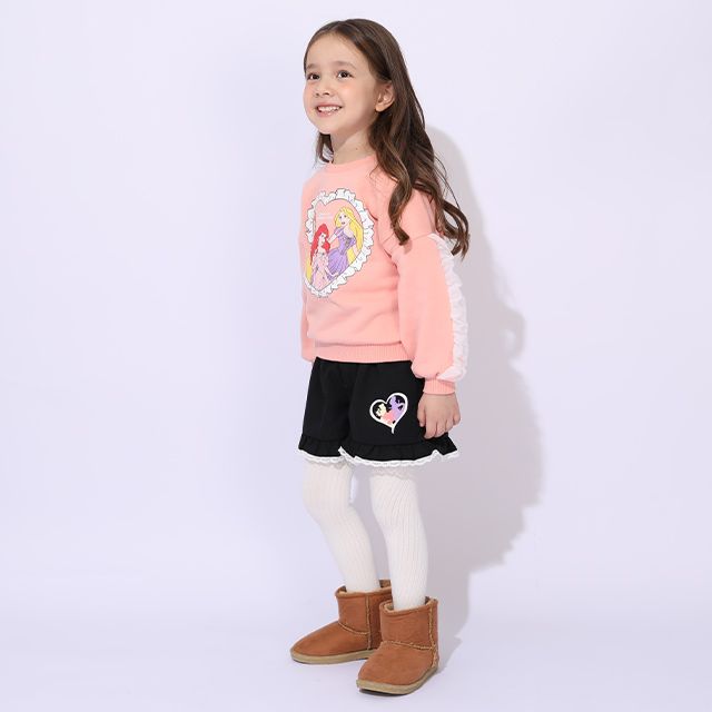 【ベビードール】プリンセス / 裏起毛袖チュールトレーナー 1101K / ラプンツェル アリエル ベル ベビーサイズ キッズ トップス 長袖 ボリューム袖 チュール フリル 裏起毛 あったか 秋冬 ガーリー