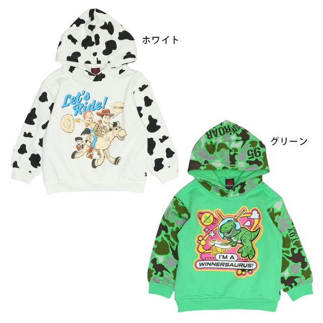 【ベビードール】ウッディ ジェシー 親子お揃い アニマル総柄パーカー 1137K / ベビーサイズ キッズ トップス 長袖 プルオーバー スウェット フーディー リンクコーデ ペアルック 親子コーデ アニマル柄