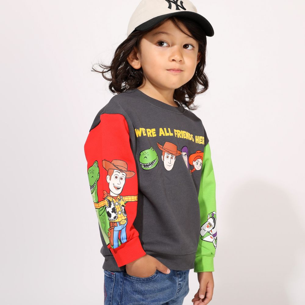 【ベビードール】トイ・ストーリー 親子お揃い 切り替えキャラクタートレーナー 1138K / ベビーサイズ キッズ トップス 長袖 スウェット リンクコーデ ペアルック 親子コーデ カラフル