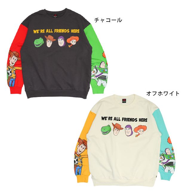 【ベビードール】トイ・ストーリー 親子お揃い 切り替えキャラクタートレーナー 1138A / 大人 ユニセックス 男女兼用 リンクコーデ ペアルック 親子コーデ トップス 長袖 スウェット カラフル