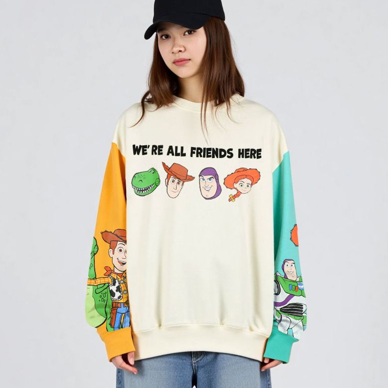 【ベビードール】トイ・ストーリー 親子お揃い 切り替えキャラクタートレーナー 1138A / 大人 ユニセックス 男女兼用 リンクコーデ ペアルック 親子コーデ トップス 長袖 スウェット カラフル