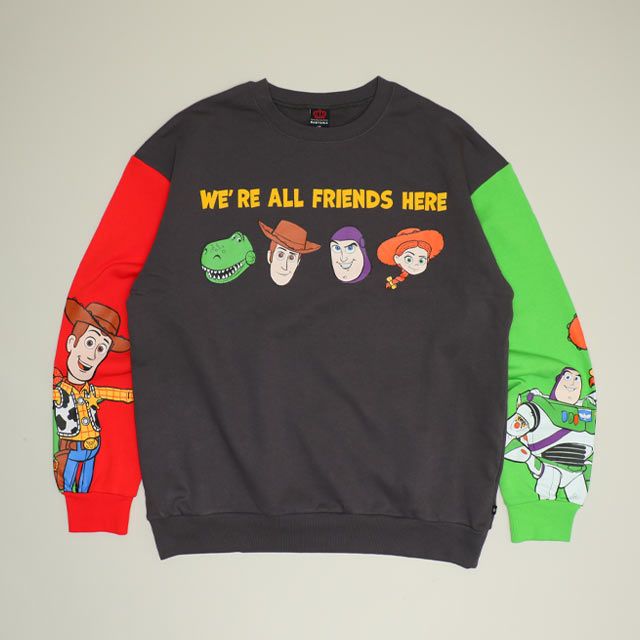 【ベビードール】トイ・ストーリー 親子お揃い 切り替えキャラクタートレーナー 1138A / 大人 ユニセックス 男女兼用 リンクコーデ ペアルック 親子コーデ トップス 長袖 スウェット カラフル