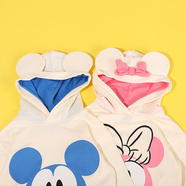 【ベビードール】ミッキー 親子お揃い キャラクターBIGフェイスパーカー 1139K / ベビーサイズ キッズ トップス 長袖 プルオーバー スウェット フーディー 耳付きフード 立体モチーフ リンクコーデ ペアルック 親子コーデ