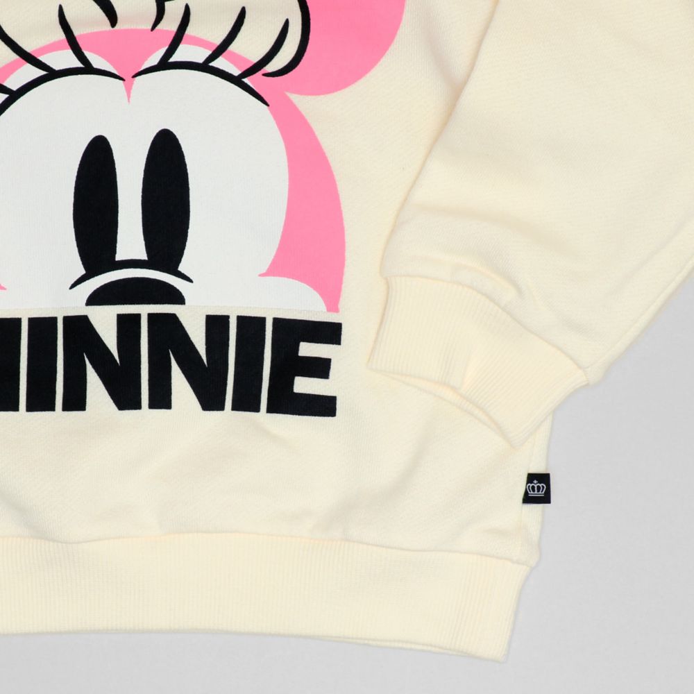 【ベビードール】ミニー 親子お揃い キャラクターBIGフェイスパーカー 1139K / ベビーサイズ キッズ トップス 長袖 プルオーバー スウェット フーディー 耳付きフード 立体モチーフ リンクコーデ ペアルック 親子コーデ