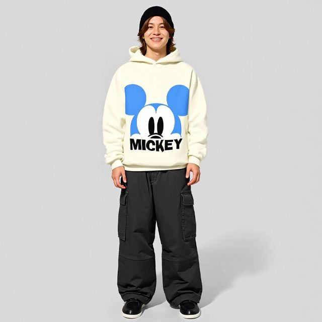 【ベビードール】ミッキー 親子お揃い キャラクターBIGフェイスパーカー 1139A / 大人 ユニセックス 男女兼用 トップス 長袖 プルオーバー スウェット フーディー 耳付きフード 立体モチーフ リンクコーデ ペアルック 親子コーデ