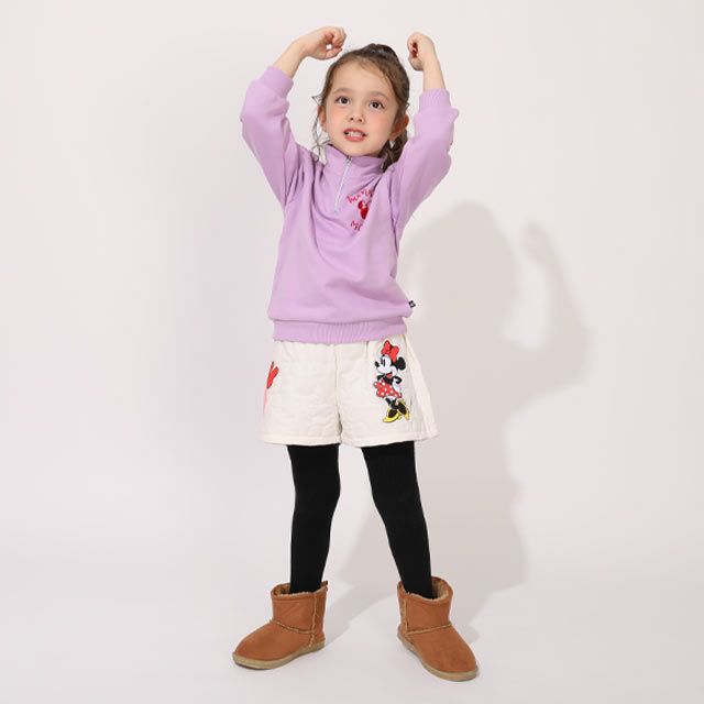 【ベビードール】ミニー キルティングショートパンツ 1140K / ベビーサイズ キッズ ボトムス 短パン 半ズボン キルト ウエスト総ゴム ゴム穴付 リンクコーデ ペアルック 兄弟姉妹おそろい