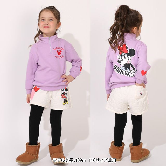 【ベビードール】ミニー キルティングショートパンツ 1140K / ベビーサイズ キッズ ボトムス 短パン 半ズボン キルト ウエスト総ゴム ゴム穴付 リンクコーデ ペアルック 兄弟姉妹おそろい