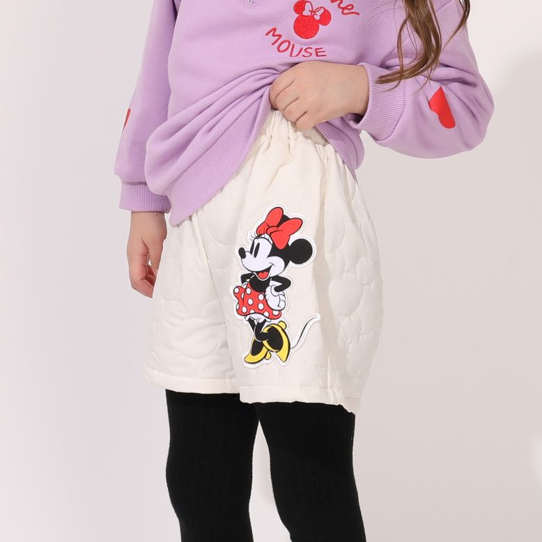 【ベビードール】ミニー キルティングショートパンツ 1140K / ベビーサイズ キッズ ボトムス 短パン 半ズボン キルト ウエスト総ゴム ゴム穴付 リンクコーデ ペアルック 兄弟姉妹おそろい