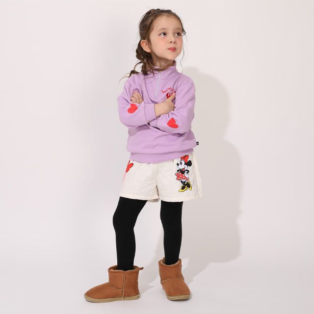 【ベビードール】ミニー キルティングショートパンツ 1140K / ベビーサイズ キッズ ボトムス 短パン 半ズボン キルト ウエスト総ゴム ゴム穴付 リンクコーデ ペアルック 兄弟姉妹おそろい