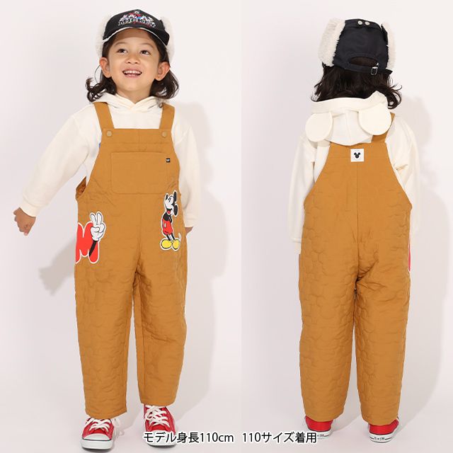 【ベビードール】ミッキー キルティングサロペット 1141K / ベビーサイズ キッズ ボトムス 長ズボン ロングパンツ サロペット オーバーオール キルト リンクコーデ ペアルック 兄弟姉妹おそろい