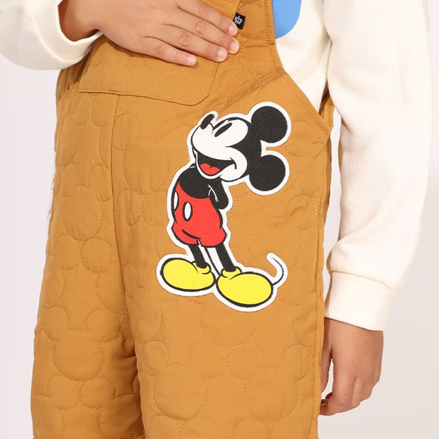 【ベビードール】ミッキー キルティングサロペット 1141K / ベビーサイズ キッズ ボトムス 長ズボン ロングパンツ サロペット オーバーオール キルト リンクコーデ ペアルック 兄弟姉妹おそろい