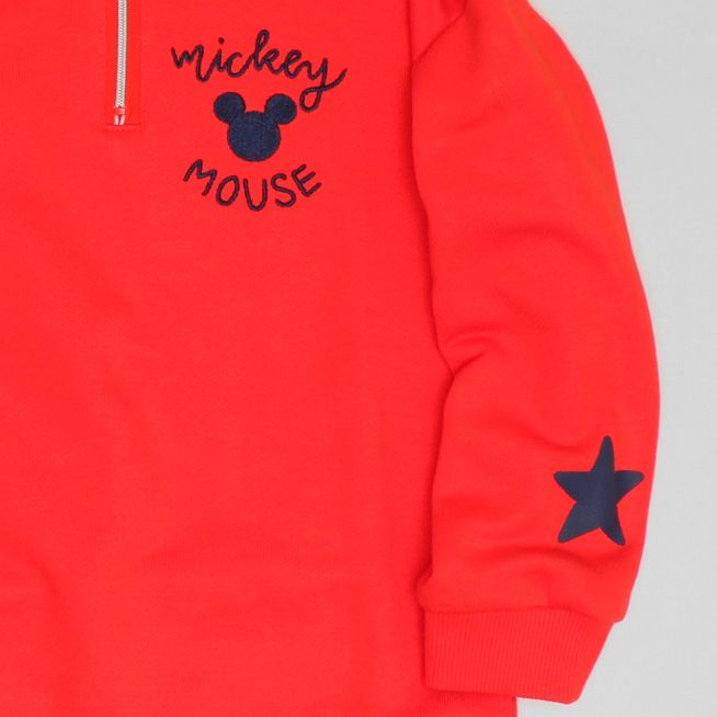 【ベビードール】ミッキー キャラクターハーフジップトレーナー 1145K / ベビーサイズ キッズ トップス 長袖 プルオーバー スウェット 襟付き