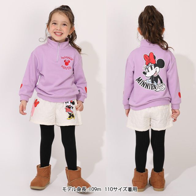【ベビードール】ミッキー キャラクターハーフジップトレーナー 1145K / ベビーサイズ キッズ トップス 長袖 プルオーバー スウェット 襟付き
