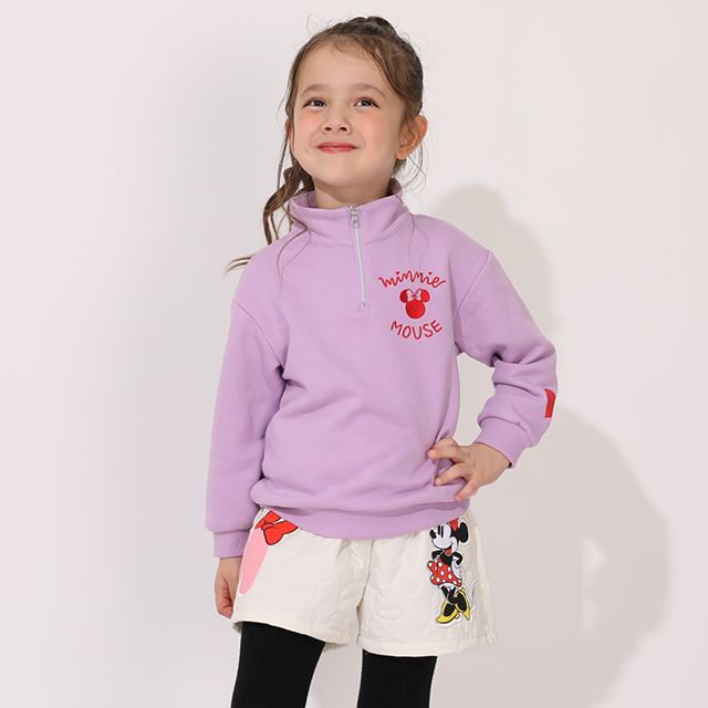 【ベビードール】ミニー キャラクターハーフジップトレーナー 1145K / ベビーサイズ キッズ トップス 長袖 プルオーバー スウェット 襟付き