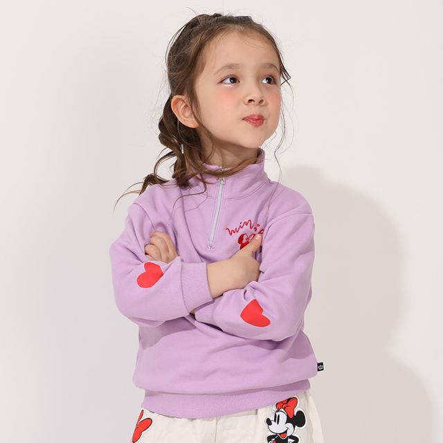 【ベビードール】ミニー キャラクターハーフジップトレーナー 1145K / ベビーサイズ キッズ トップス 長袖 プルオーバー スウェット 襟付き