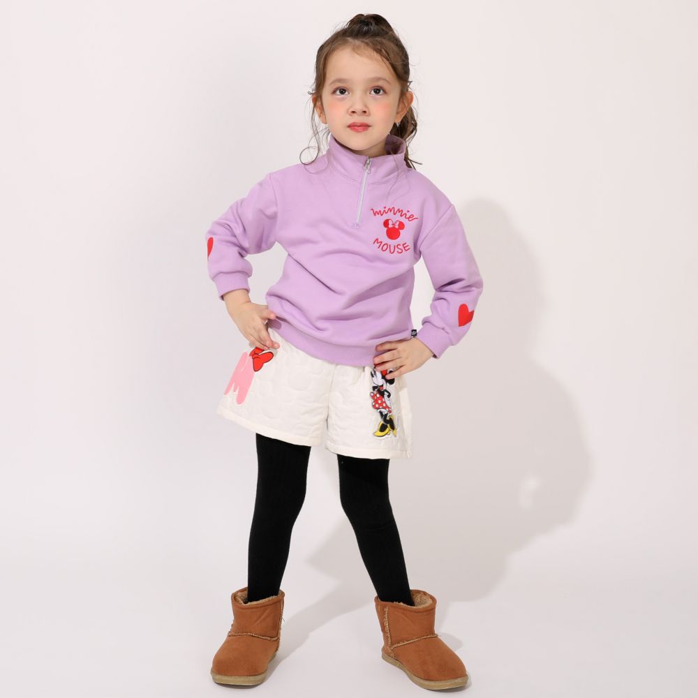 【ベビードール】ミニー キャラクターハーフジップトレーナー 1145K / ベビーサイズ キッズ トップス 長袖 プルオーバー スウェット 襟付き