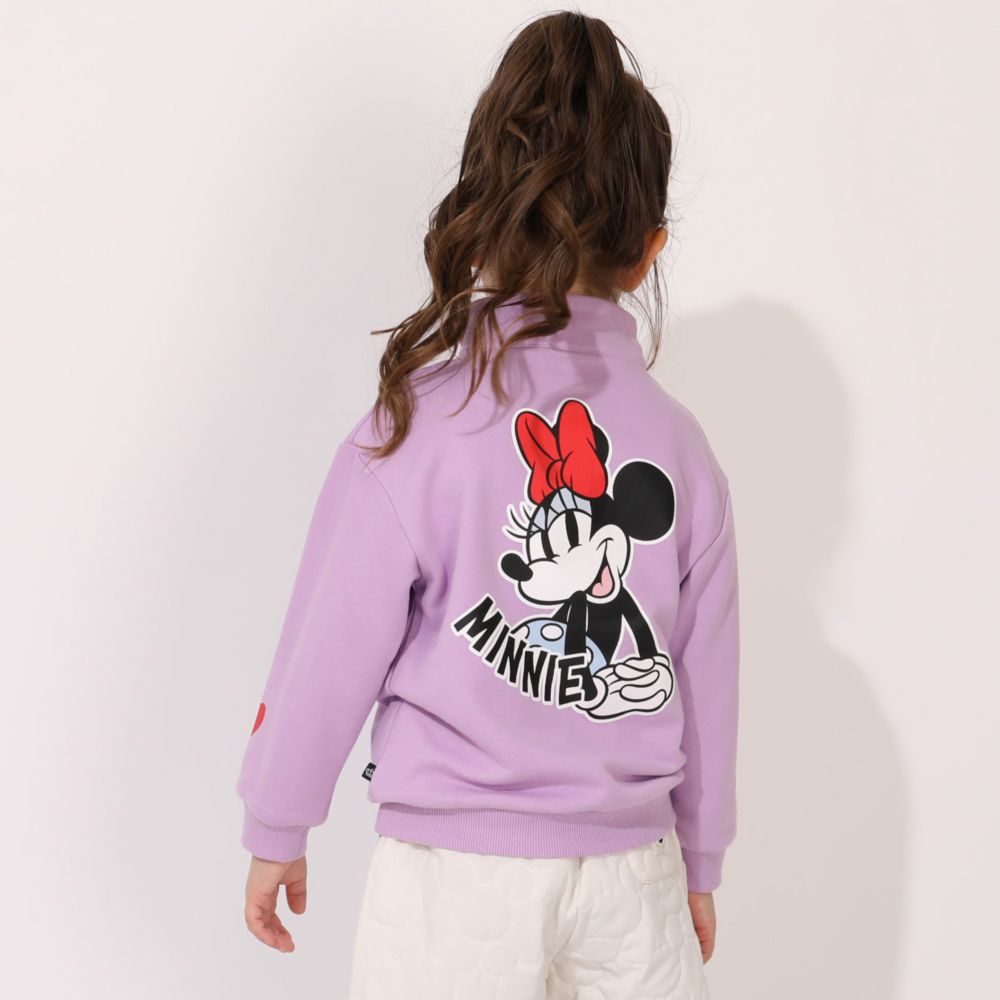 【ベビードール】ミニー キャラクターハーフジップトレーナー 1145K / ベビーサイズ キッズ トップス 長袖 プルオーバー スウェット 襟付き