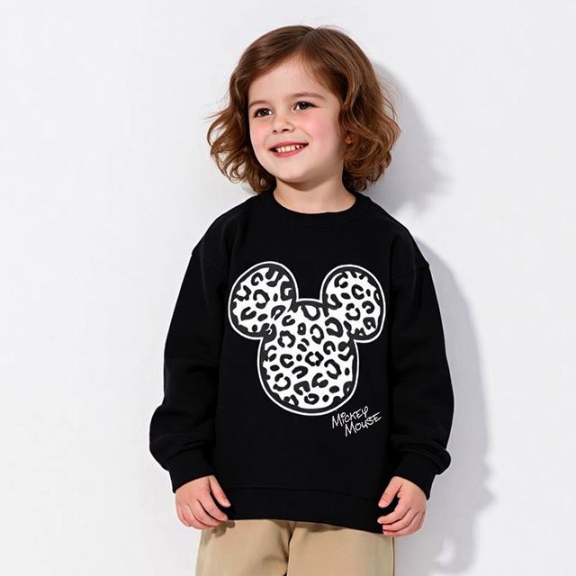 【ベビードール】ミッキー 親子お揃い アニマルモチーフトレーナー 1201K / ベビーサイズ キッズ トップス 長袖 リンクコーデ ペアルック 親子コーデ プルオーバー スウェット つながるデザイン アニマル柄 ヒョウ柄 レオパード柄