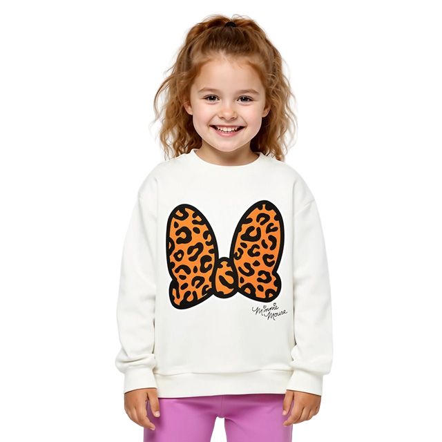 【ベビードール】ミニー 親子お揃い アニマルモチーフトレーナー 1201K / ベビーサイズ キッズ トップス 長袖 リンクコーデ ペアルック 親子コーデ プルオーバー スウェット つながるデザイン アニマル柄 ヒョウ柄 レオパード柄