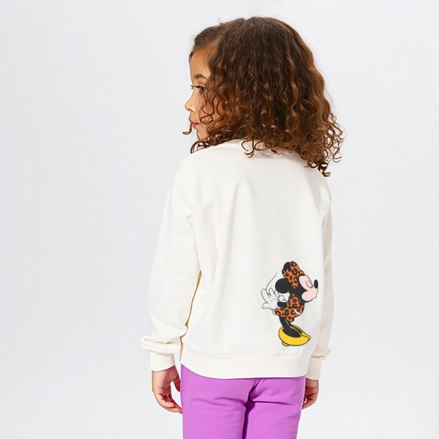 【ベビードール】ミニー 親子お揃い アニマルモチーフトレーナー 1201K / ベビーサイズ キッズ トップス 長袖 リンクコーデ ペアルック 親子コーデ プルオーバー スウェット つながるデザイン アニマル柄 ヒョウ柄 レオパード柄