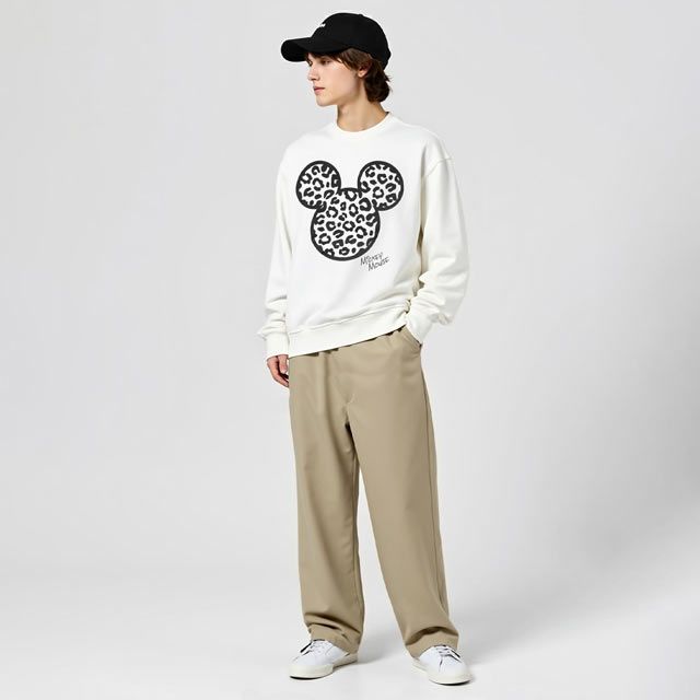 【ベビードール】ミッキー 親子お揃い アニマルモチーフトレーナー 1201A / 大人 ユニセックス 男女兼用 トップス 長袖 リンクコーデ ペアルック 親子コーデ プルオーバー スウェット つながるデザイン アニマル柄 ヒョウ柄 レオパード柄