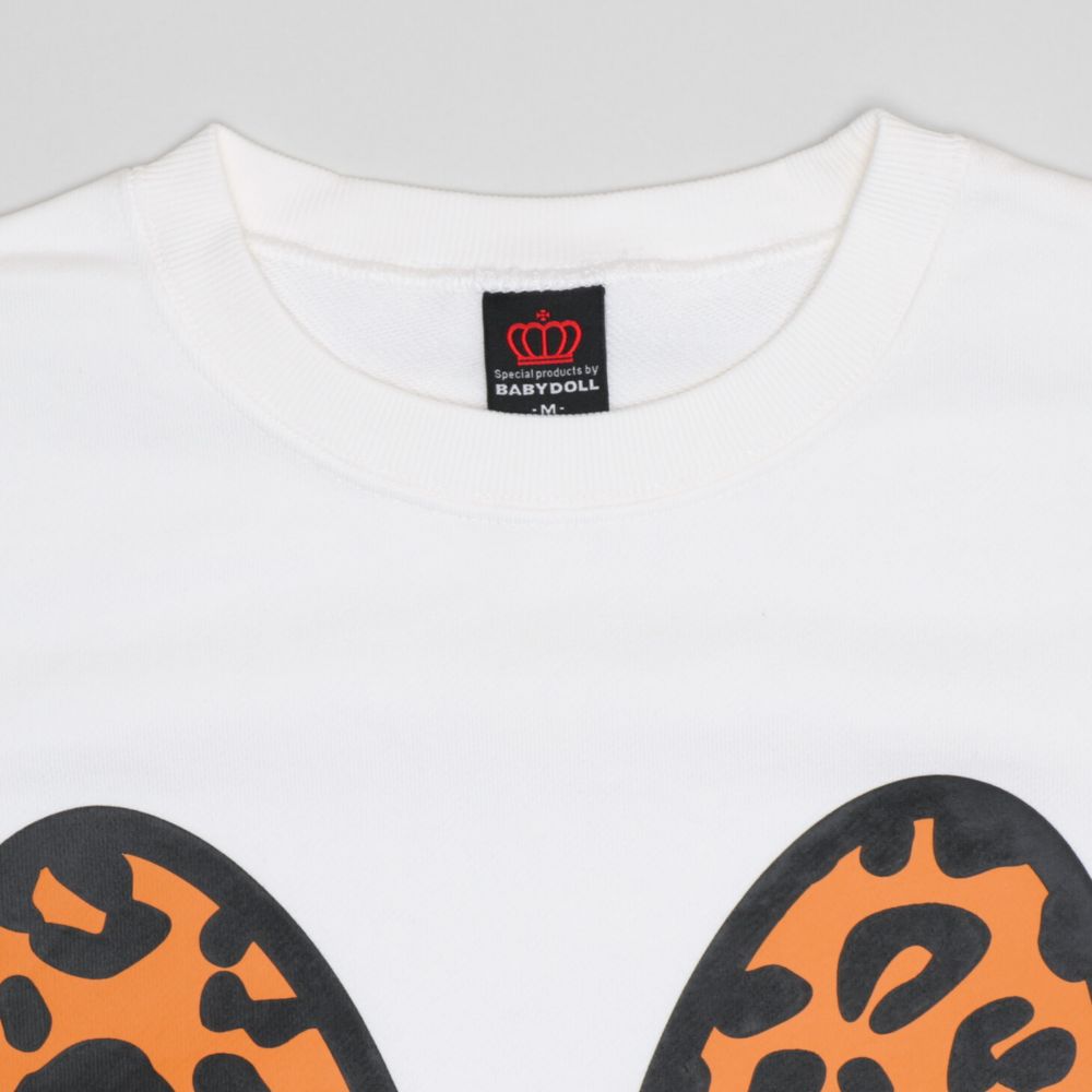 【ベビードール】ミニー 親子お揃い アニマルモチーフトレーナー 1201A / 大人 ユニセックス 男女兼用 トップス 長袖 リンクコーデ ペアルック 親子コーデ プルオーバー スウェット つながるデザイン アニマル柄 ヒョウ柄 レオパード柄