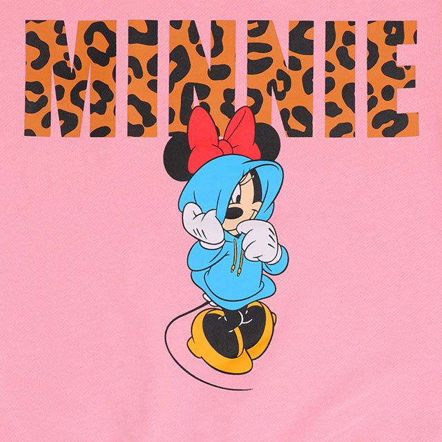 【ベビードール】ミニー アニマルロゴトレーナー 1202K / ベビーサイズ キッズ トップス 長袖 プルオーバー スウェット アニマル柄 ヒョウ柄 レオパード柄