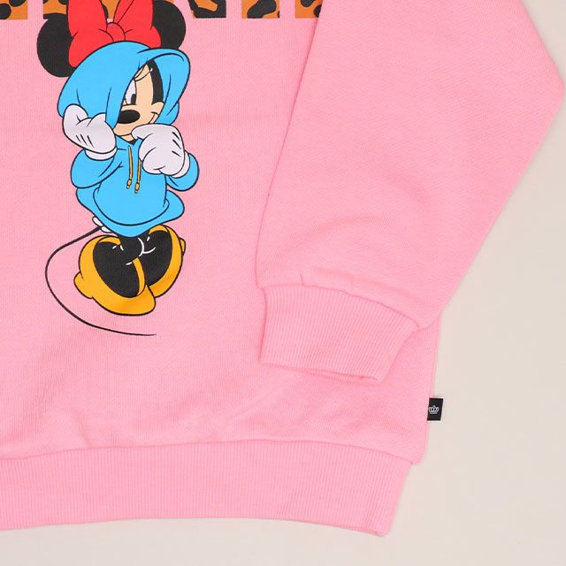 【ベビードール】ミニー アニマルロゴトレーナー 1202K / ベビーサイズ キッズ トップス 長袖 プルオーバー スウェット アニマル柄 ヒョウ柄 レオパード柄