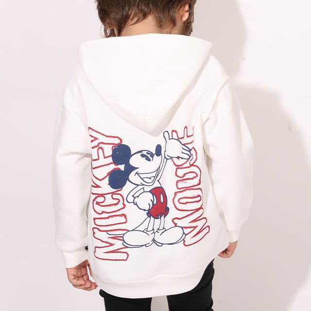 【ベビードール】ミッキー 裏起毛ビックシルエットパーカー 7191K / ベビーサイズ キッズ トップス 長袖 スウェット素材