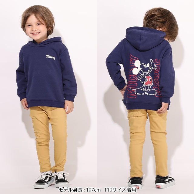 【ベビードール】ミッキー 裏起毛ビックシルエットパーカー 7191K / ベビーサイズ キッズ トップス 長袖 スウェット素材