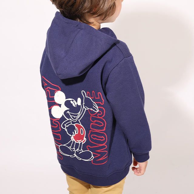 【ベビードール】ミッキー 裏起毛ビックシルエットパーカー 7191K / ベビーサイズ キッズ トップス 長袖 スウェット素材