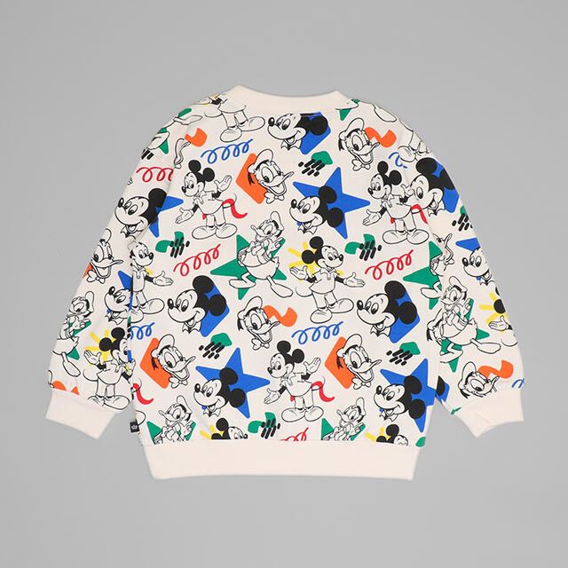 【ベビードール】ミッキー ドナルド 親子お揃い カラフル総柄トレーナー 1203K / ベビーサイズ キッズ トップス 長袖 リンクコーデ ペアルック 親子コーデ プルオーバー スウェット