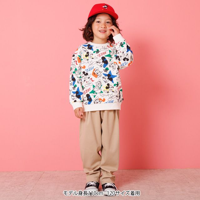 【ベビードール】ミッキー ドナルド 親子お揃い カラフル総柄トレーナー 1203K / ベビーサイズ キッズ トップス 長袖 リンクコーデ ペアルック 親子コーデ プルオーバー スウェット