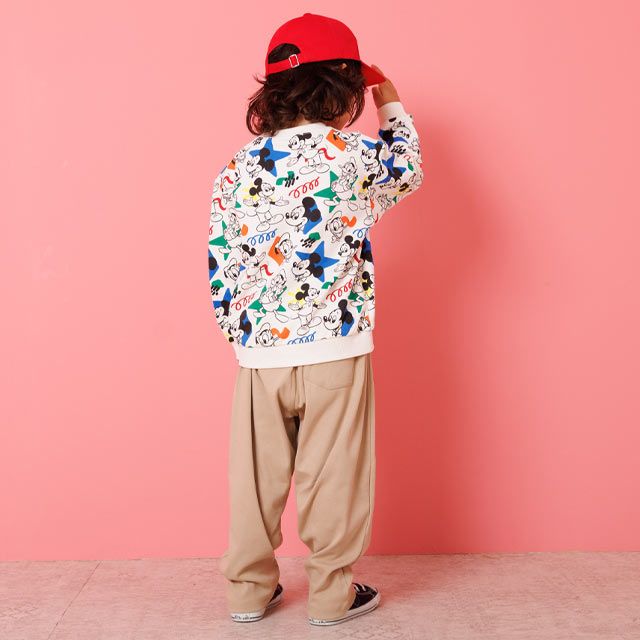 【ベビードール】ミッキー ドナルド 親子お揃い カラフル総柄トレーナー 1203K / ベビーサイズ キッズ トップス 長袖 リンクコーデ ペアルック 親子コーデ プルオーバー スウェット