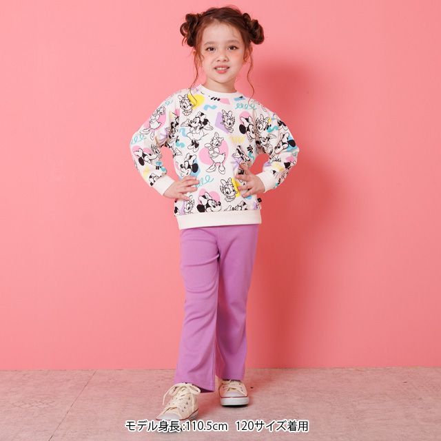 【ベビードール】ミニー デイジー 親子お揃い カラフル総柄トレーナー 1203K / ベビーサイズ キッズ トップス 長袖 リンクコーデ ペアルック 親子コーデ プルオーバー スウェット