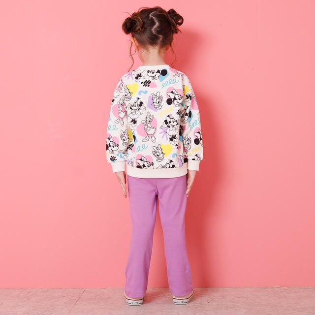 【ベビードール】ミニー デイジー 親子お揃い カラフル総柄トレーナー 1203K / ベビーサイズ キッズ トップス 長袖 リンクコーデ ペアルック 親子コーデ プルオーバー スウェット