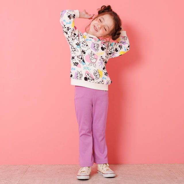 【ベビードール】ミニー デイジー 親子お揃い カラフル総柄トレーナー 1203K / ベビーサイズ キッズ トップス 長袖 リンクコーデ ペアルック 親子コーデ プルオーバー スウェット