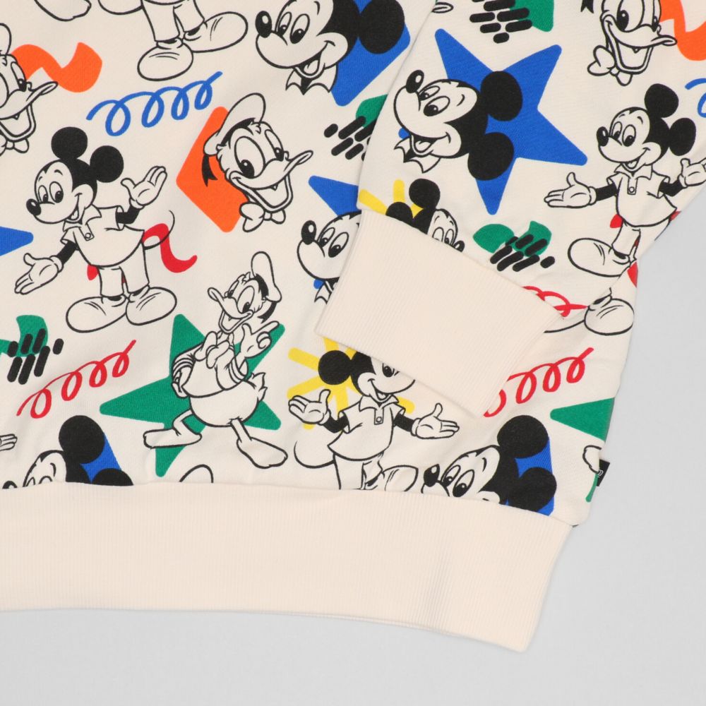 【ベビードール】ミッキー ドナルド 親子お揃い カラフル総柄トレーナー 1203A / 大人 ユニセックス 男女兼用 トップス 長袖 リンクコーデ ペアルック 親子コーデ プルオーバー スウェット