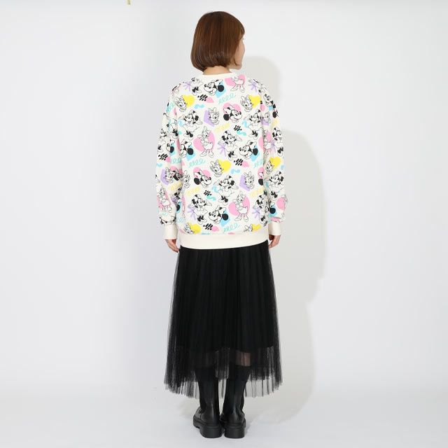 【ベビードール】ミニー デイジー 親子お揃い カラフル総柄トレーナー 1203A / 大人 ユニセックス 男女兼用 トップス 長袖 リンクコーデ ペアルック 親子コーデ プルオーバー スウェット