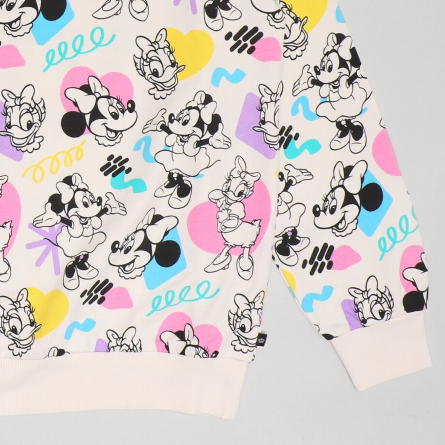 【ベビードール】ミニー デイジー 親子お揃い カラフル総柄トレーナー 1203A / 大人 ユニセックス 男女兼用 トップス 長袖 リンクコーデ ペアルック 親子コーデ プルオーバー スウェット