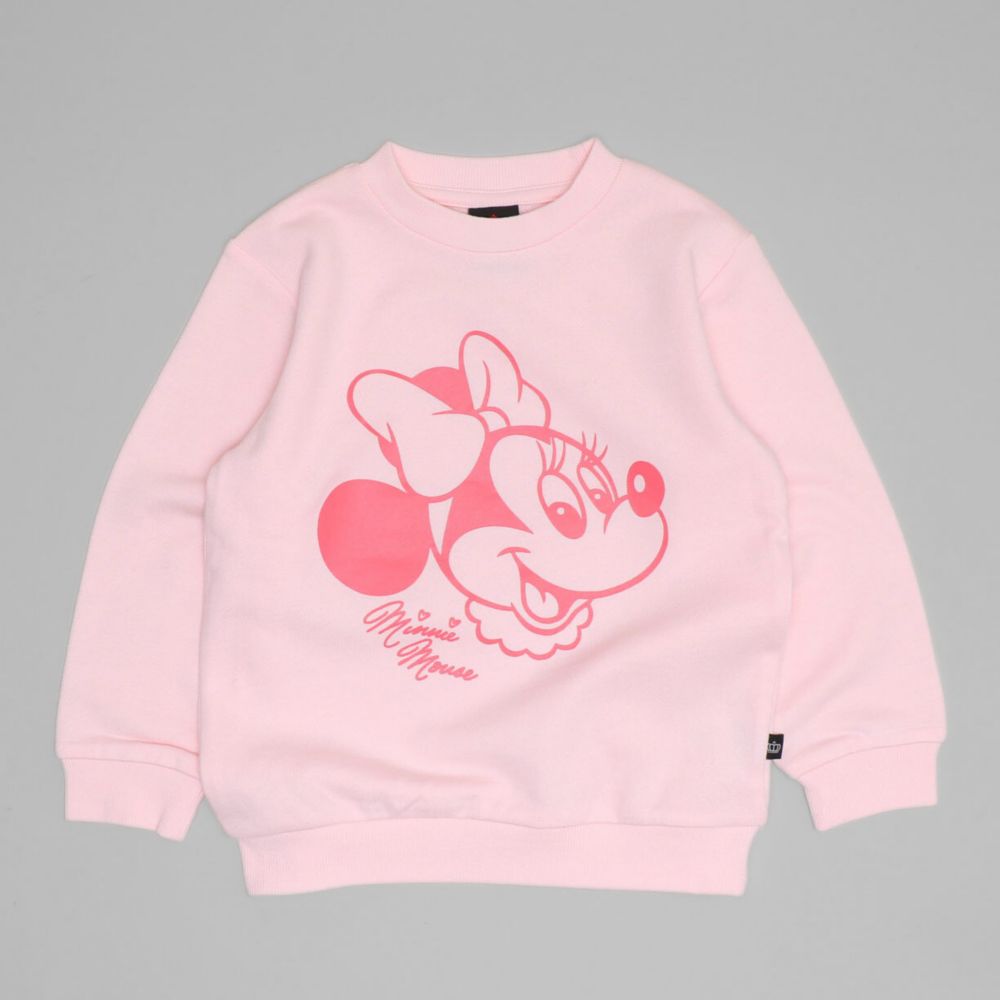 【ベビードール】ミニー キャラクター セットアップ 1204K / ベビーサイズ キッズ トップス ボトムス 長袖 長ズボン クルーネック スウェット 2点セット 上下セット コーデセット 楽ちん